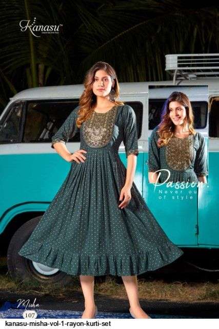 Misha By Kanasu 101 To 108 Series Designer Stylish Fancy Colorful Beautiful Party Wear & Ethnic Wear Collection Heavy Rayon Slub Kurtis At Wholesale Price