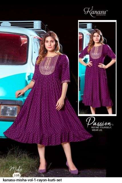 Misha By Kanasu 101 To 108 Series Designer Stylish Fancy Colorful Beautiful Party Wear & Ethnic Wear Collection Heavy Rayon Slub Kurtis At Wholesale Price
