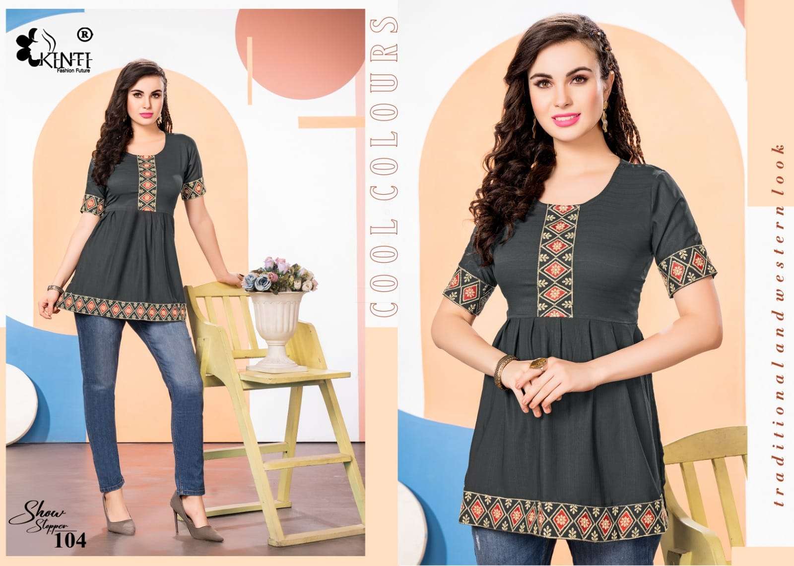 Show Stopper By Kinti 101 To 108 Series Designer Stylish Fancy Colorful Beautiful Party Wear & Ethnic Wear Collection Lycra Slub Tops At Wholesale Price