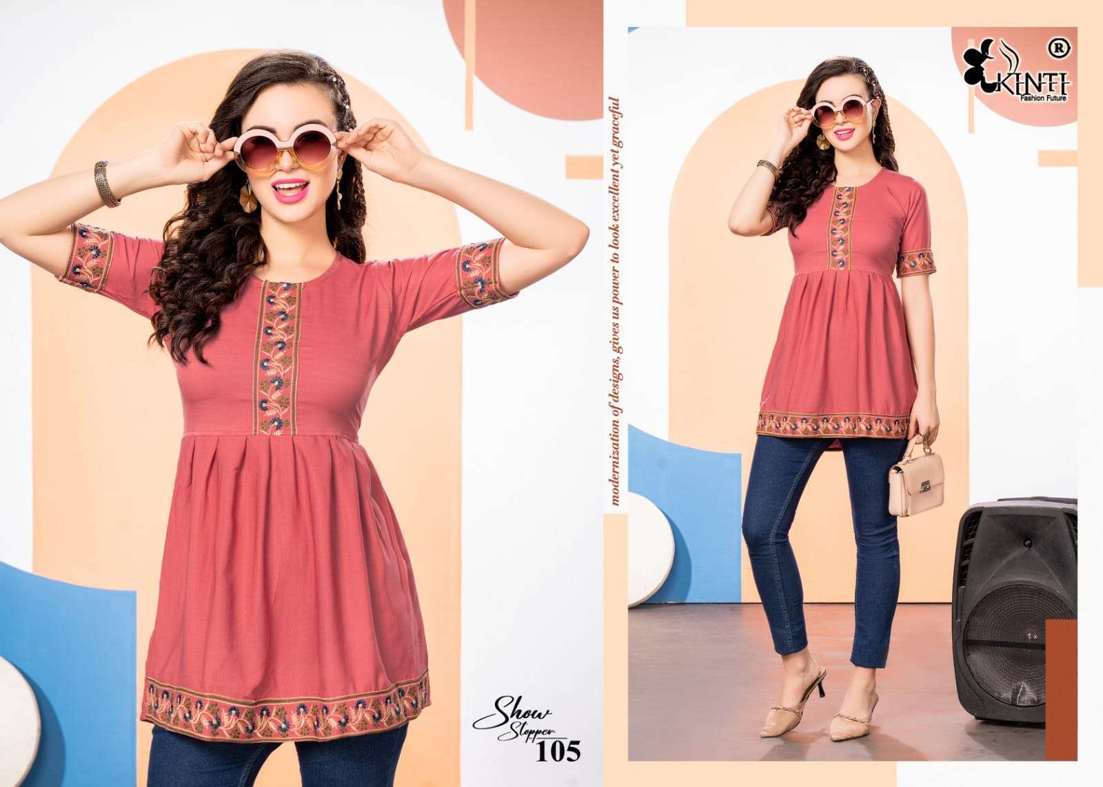 Show Stopper By Kinti 101 To 108 Series Designer Stylish Fancy Colorful Beautiful Party Wear & Ethnic Wear Collection Lycra Slub Tops At Wholesale Price