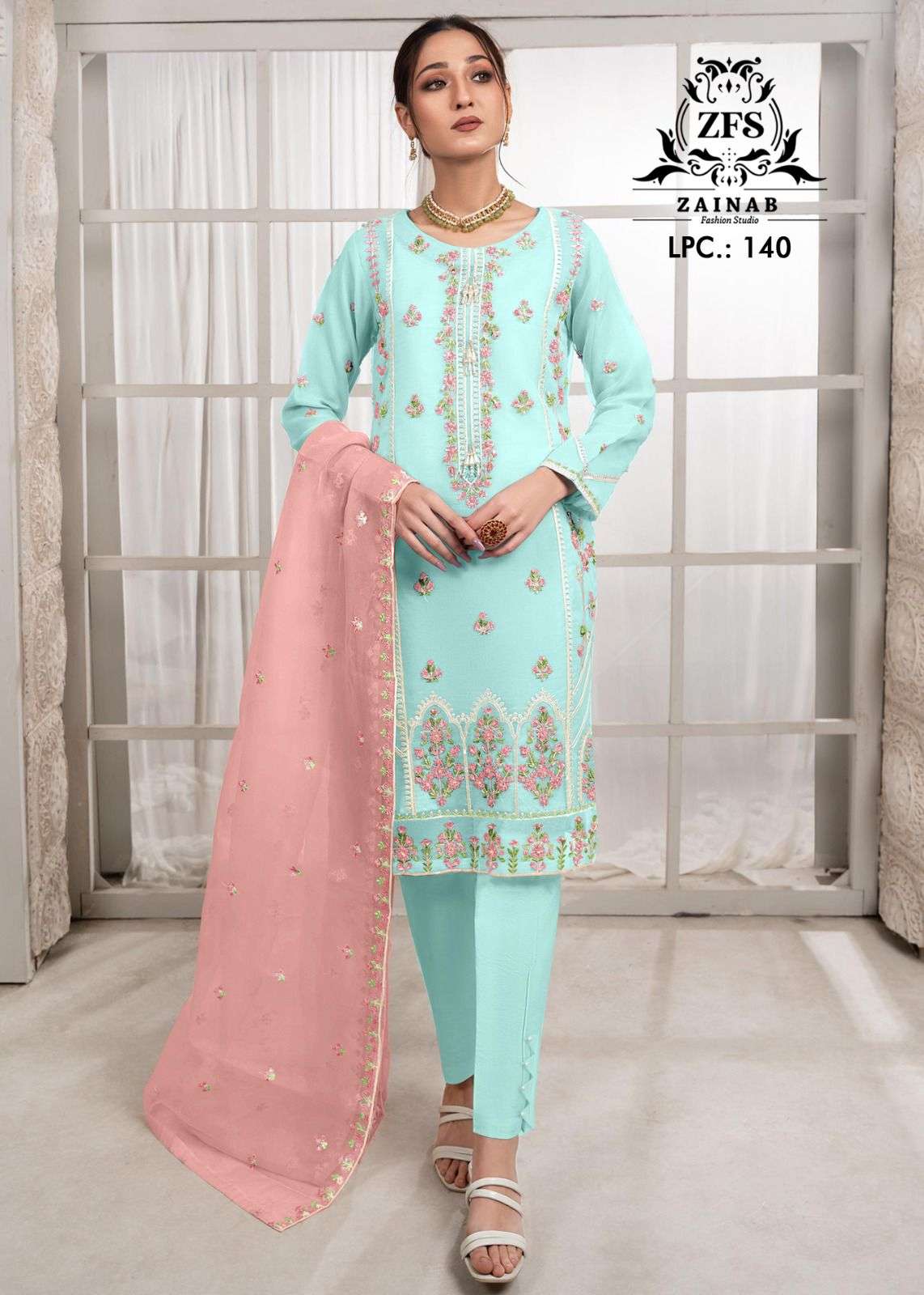 Zainab 140 Colours By Zainab Fashion 140-A To 140-C Series Beautiful Pakistani Suits Stylish Colorful Fancy Casual Wear & Ethnic Wear Heavy Organza Embroidered Dresses At Wholesale Price
