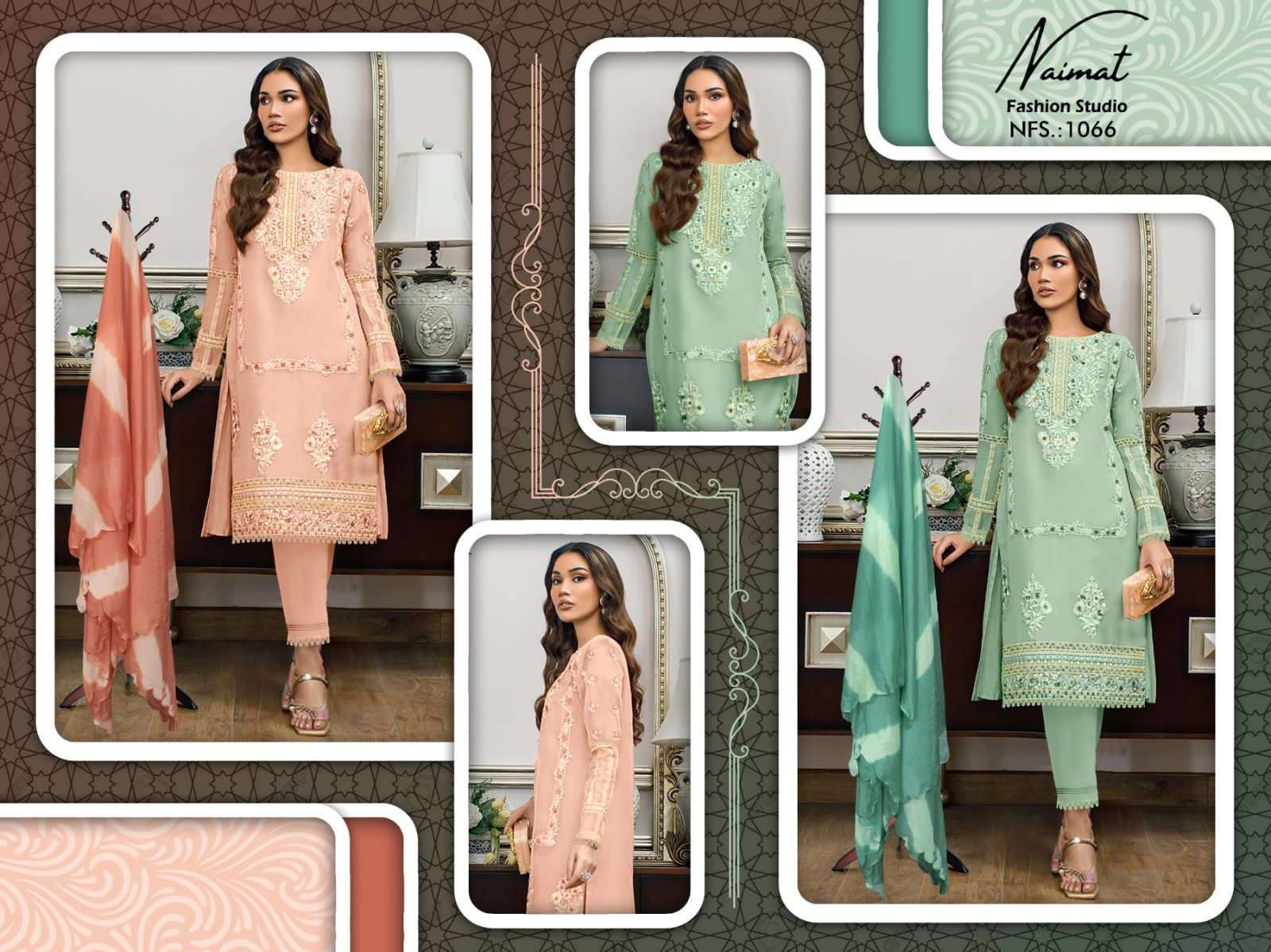 Naimat 1066 Colours By Naimat Fashion Studio 1066-A To 1066-C Series Beautiful Festive Suits Colorful Stylish Fancy Casual Wear & Ethnic Wear Pure Georgette Dresses At Wholesale Price
