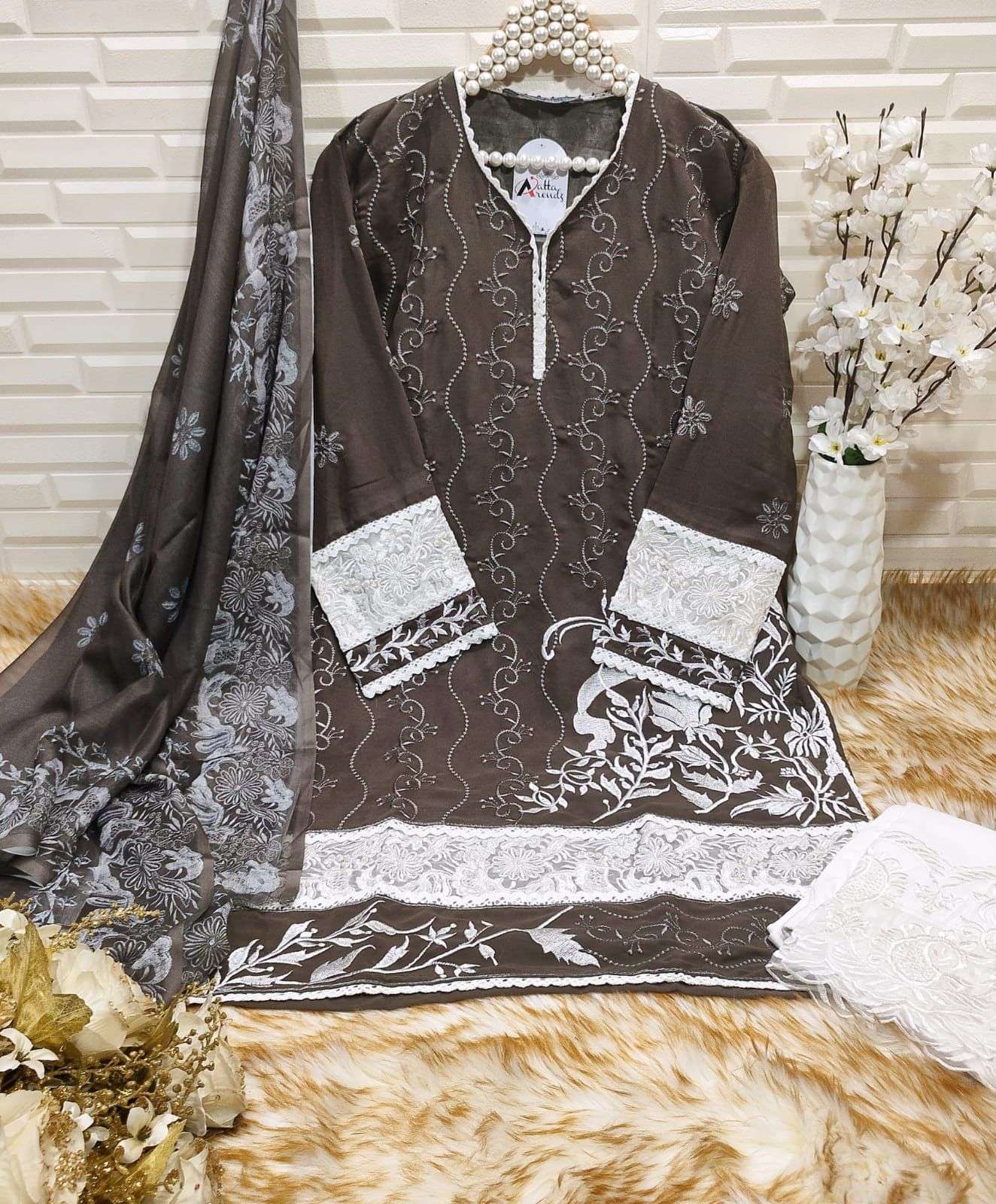 Atta Trendz 2729 Colours By Atta Trendz 2729-A To 2729-B Series Designer Pakistani Suits Beautiful Stylish Fancy Colorful Party Wear & Occasional Wear Pure Georgette Dresses At Wholesale Price