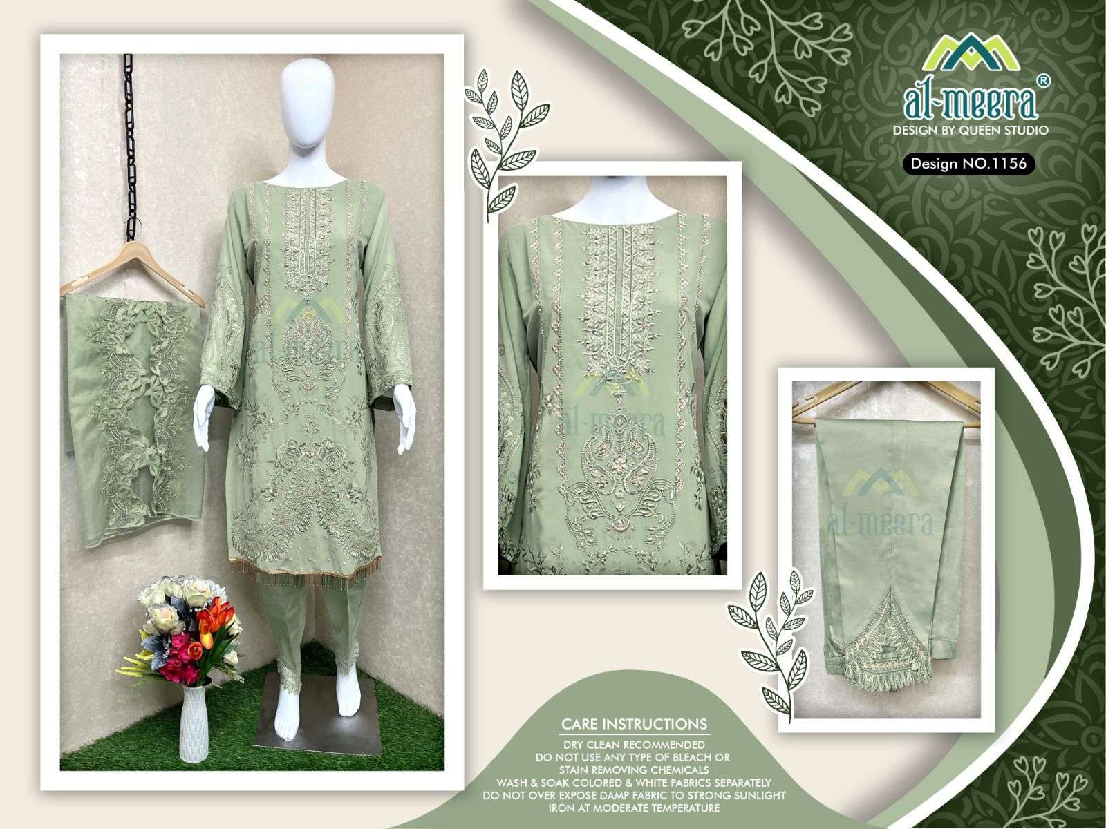 Al-Meera Hit Design 1156 Colours By Al-Meera 1156-A To 1156-D Series Beautiful Suits Stylish Colorful Fancy Casual Wear & Ethnic Wear Faux Georgette Embroidered Dresses At Wholesale Price