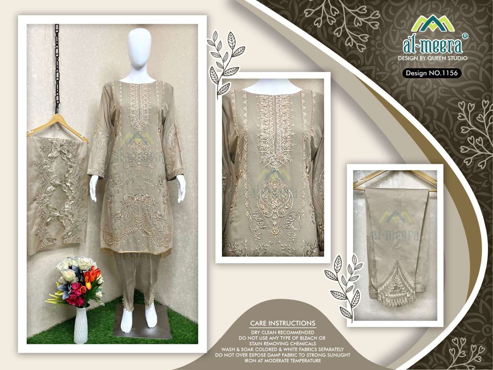 Al-Meera Hit Design 1156 Colours By Al-Meera 1156-A To 1156-D Series Beautiful Suits Stylish Colorful Fancy Casual Wear & Ethnic Wear Faux Georgette Embroidered Dresses At Wholesale Price