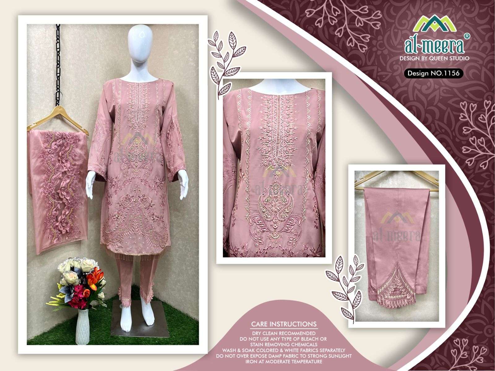 Al-Meera Hit Design 1156 Colours By Al-Meera 1156-A To 1156-D Series Beautiful Suits Stylish Colorful Fancy Casual Wear & Ethnic Wear Faux Georgette Embroidered Dresses At Wholesale Price