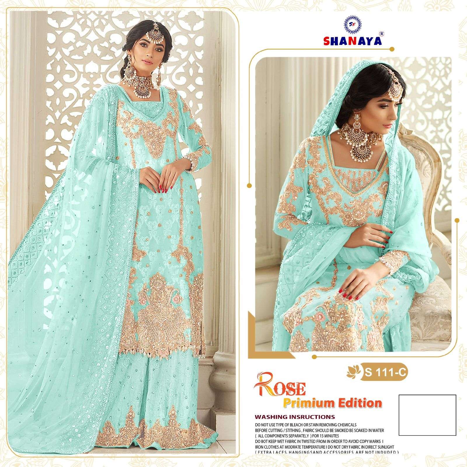 Rose Premium Edition By Shanaya Fashion S-111-A To S-111-D Series Pakistani Suits Beautiful Fancy Colorful Stylish Party Wear & Occasional Wear Faux Georgette With Embroidery Dresses At Wholesale Price