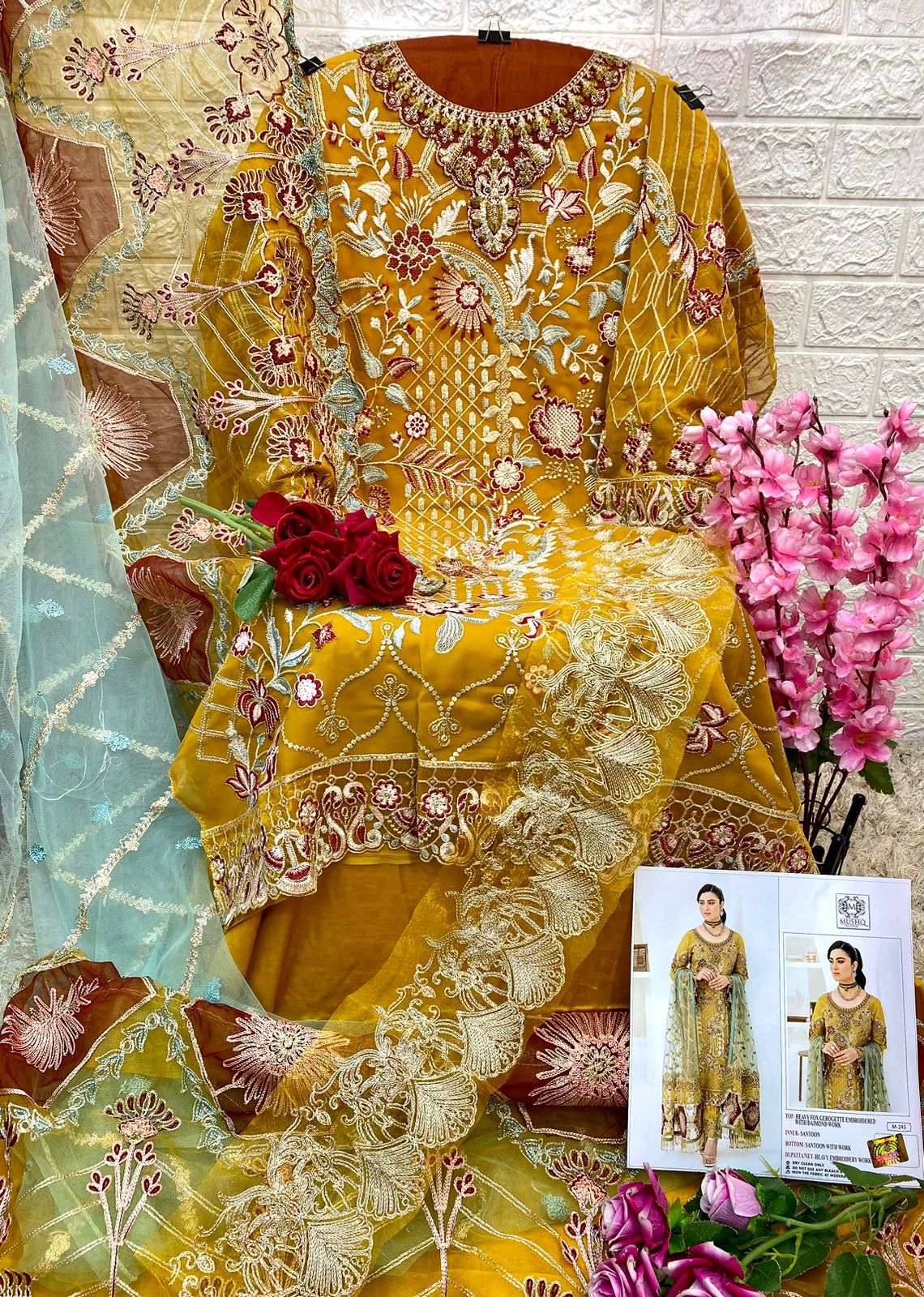 Mushq 245 Series By Mushq 245 To 248 Series Designer Festive Pakistani Suits Collection Beautiful Stylish Fancy Colorful Party Wear & Occasional Wear Faux Georgette With Embroidered Dresses At Wholesale Price