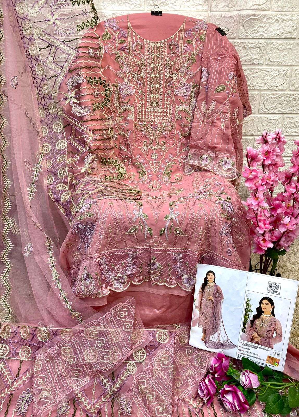 Mushq 245 Series By Mushq 245 To 248 Series Designer Festive Pakistani Suits Collection Beautiful Stylish Fancy Colorful Party Wear & Occasional Wear Faux Georgette With Embroidered Dresses At Wholesale Price