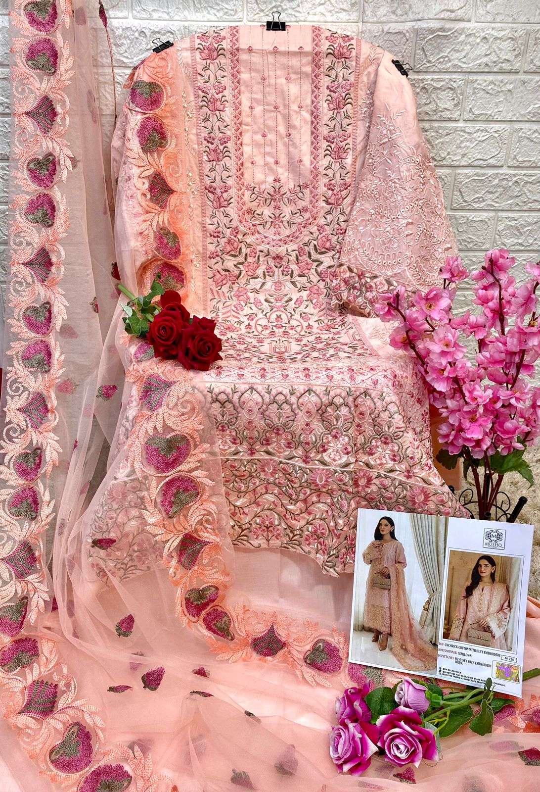 Mushq Hit Design 230 Colours By Mushq 230-A To 230-D Series Designer Festive Pakistani Suits Collection Beautiful Stylish Fancy Colorful Party Wear & Occasional Wear Pure Cotton With Embroidered Dresses At Wholesale Price