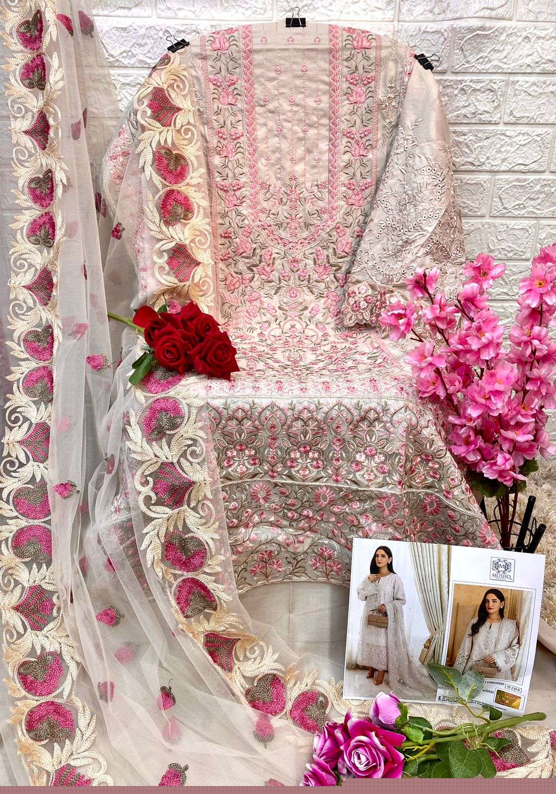 Mushq Hit Design 230 Colours By Mushq 230-A To 230-D Series Designer Festive Pakistani Suits Collection Beautiful Stylish Fancy Colorful Party Wear & Occasional Wear Pure Cotton With Embroidered Dresses At Wholesale Price