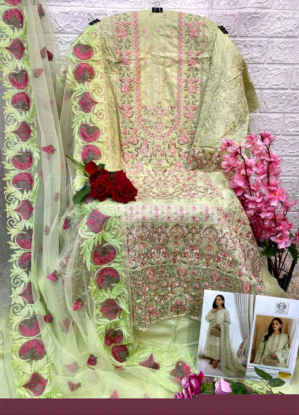 Mushq Hit Design 230 Colours By Mushq 230-A To 230-D Series Designer Festive Pakistani Suits Collection Beautiful Stylish Fancy Colorful Party Wear & Occasional Wear Pure Cotton With Embroidered Dresses At Wholesale Price