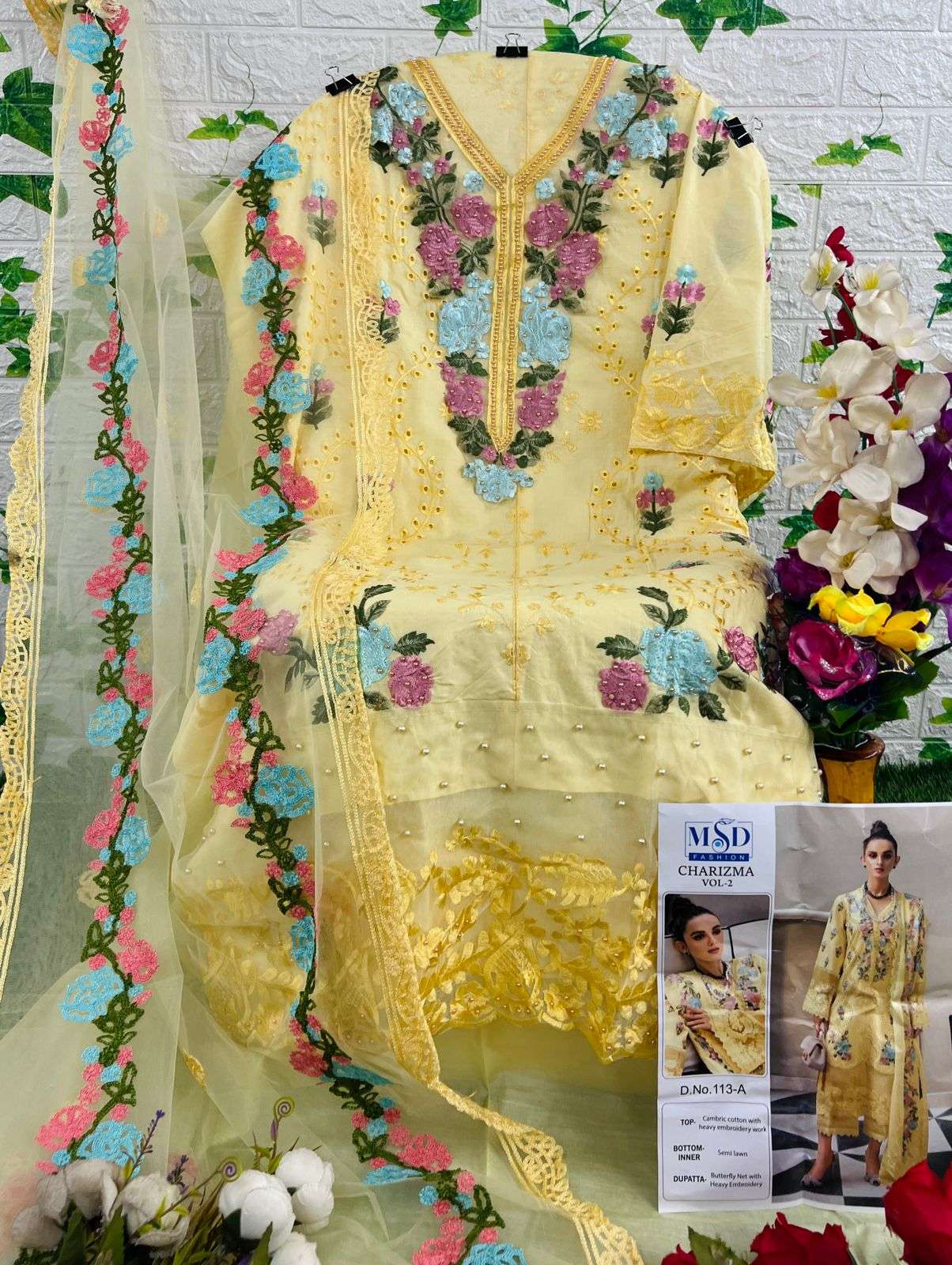 Charizma Vol-2 By Msd Fashion 113-A To 113-D Series Pakistani Suits Beautiful Fancy Colorful Stylish Party Wear & Occasional Wear Cambric Cotton Embroidered Dresses At Wholesale Price