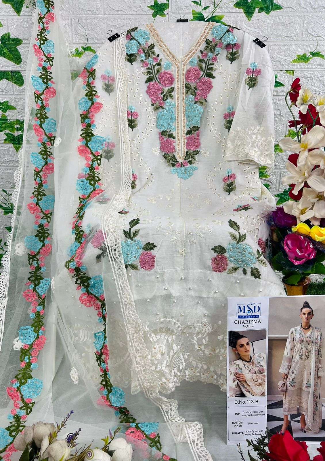 Charizma Vol-2 By Msd Fashion 113-A To 113-D Series Pakistani Suits Beautiful Fancy Colorful Stylish Party Wear & Occasional Wear Cambric Cotton Embroidered Dresses At Wholesale Price
