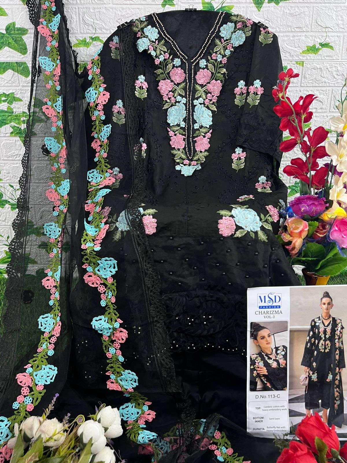 Charizma Vol-2 By Msd Fashion 113-A To 113-D Series Pakistani Suits Beautiful Fancy Colorful Stylish Party Wear & Occasional Wear Cambric Cotton Embroidered Dresses At Wholesale Price