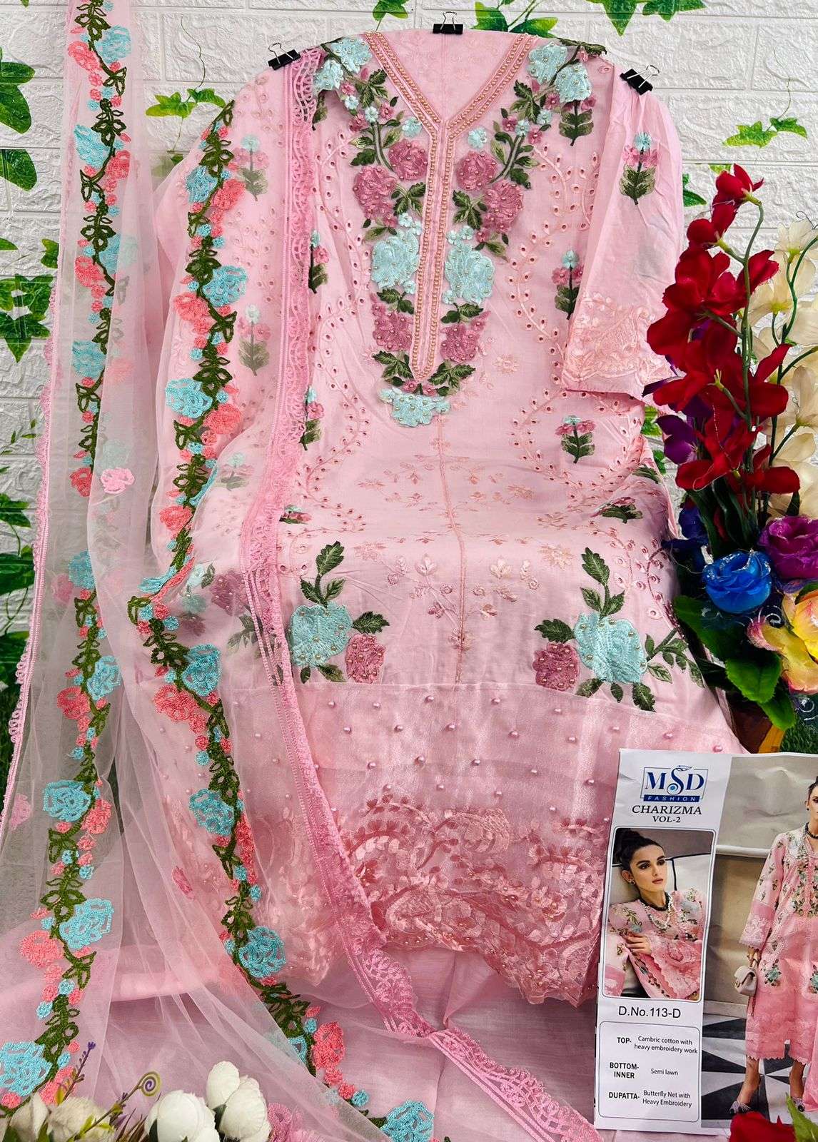 Charizma Vol-2 By Msd Fashion 113-A To 113-D Series Pakistani Suits Beautiful Fancy Colorful Stylish Party Wear & Occasional Wear Cambric Cotton Embroidered Dresses At Wholesale Price