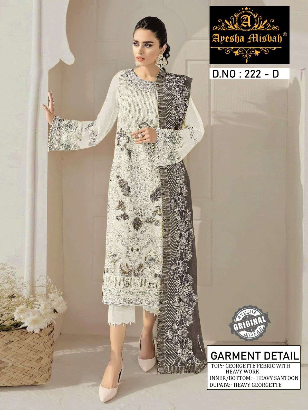 Ayesha Misbah 222 Colours By Fashid Wholesale 222-A To 222-F Series Beautiful Winter Collection Pakistani Suits Stylish Fancy Colorful Casual Wear & Ethnic Wear Heavy Georgette Embroidery Dresses At Wholesale Price