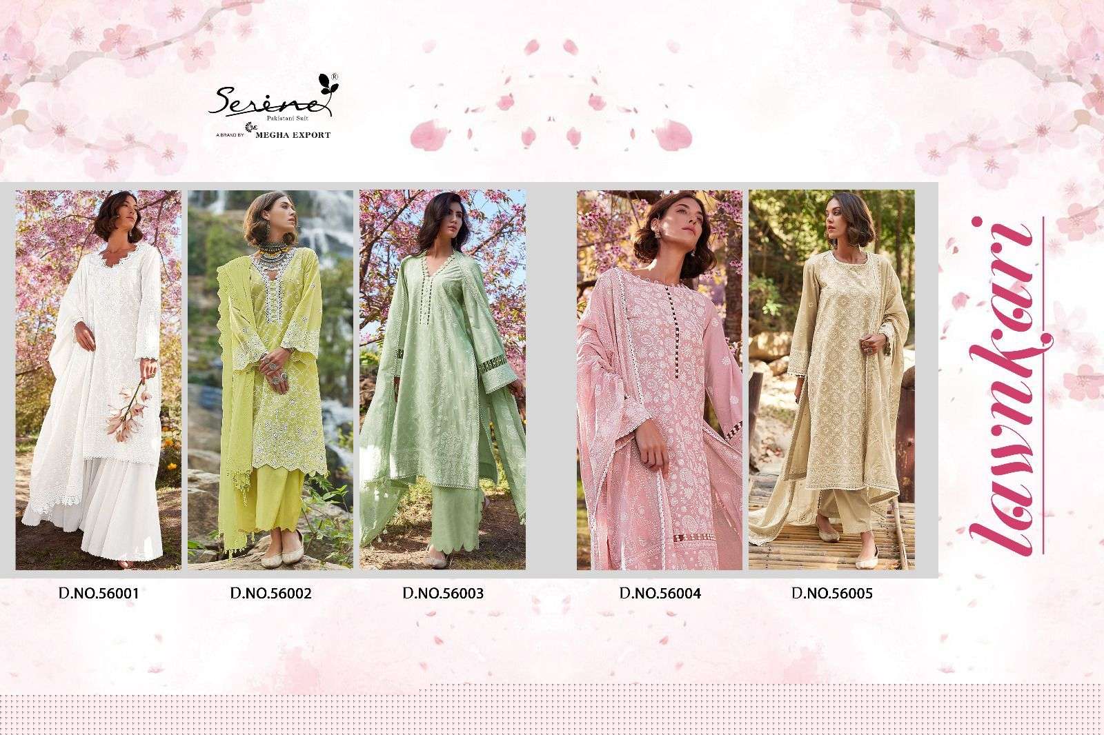 Lawnkari By Serene 65001 To 65005 Series Designer Pakistani Suits Beautiful Fancy Colorful Stylish Party Wear & Occasional Wear Lawn Cotton Embroidered Dresses At Wholesale Price