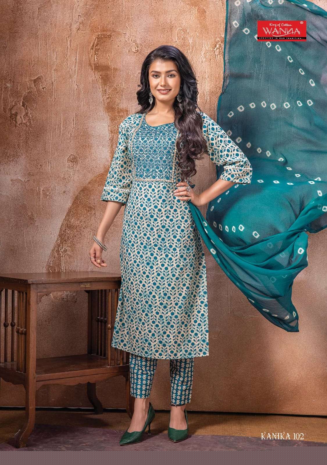 Kanika By Wanna 101 To 107 Series Beautiful Winter Collection Suits Stylish Fancy Colorful Casual Wear & Ethnic Wear Pure Cambric Cotton Dresses At Wholesale Price