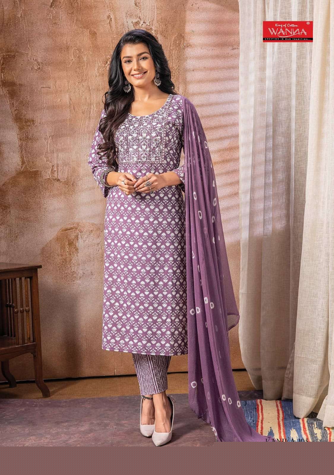 Kanika By Wanna 101 To 107 Series Beautiful Winter Collection Suits Stylish Fancy Colorful Casual Wear & Ethnic Wear Pure Cambric Cotton Dresses At Wholesale Price