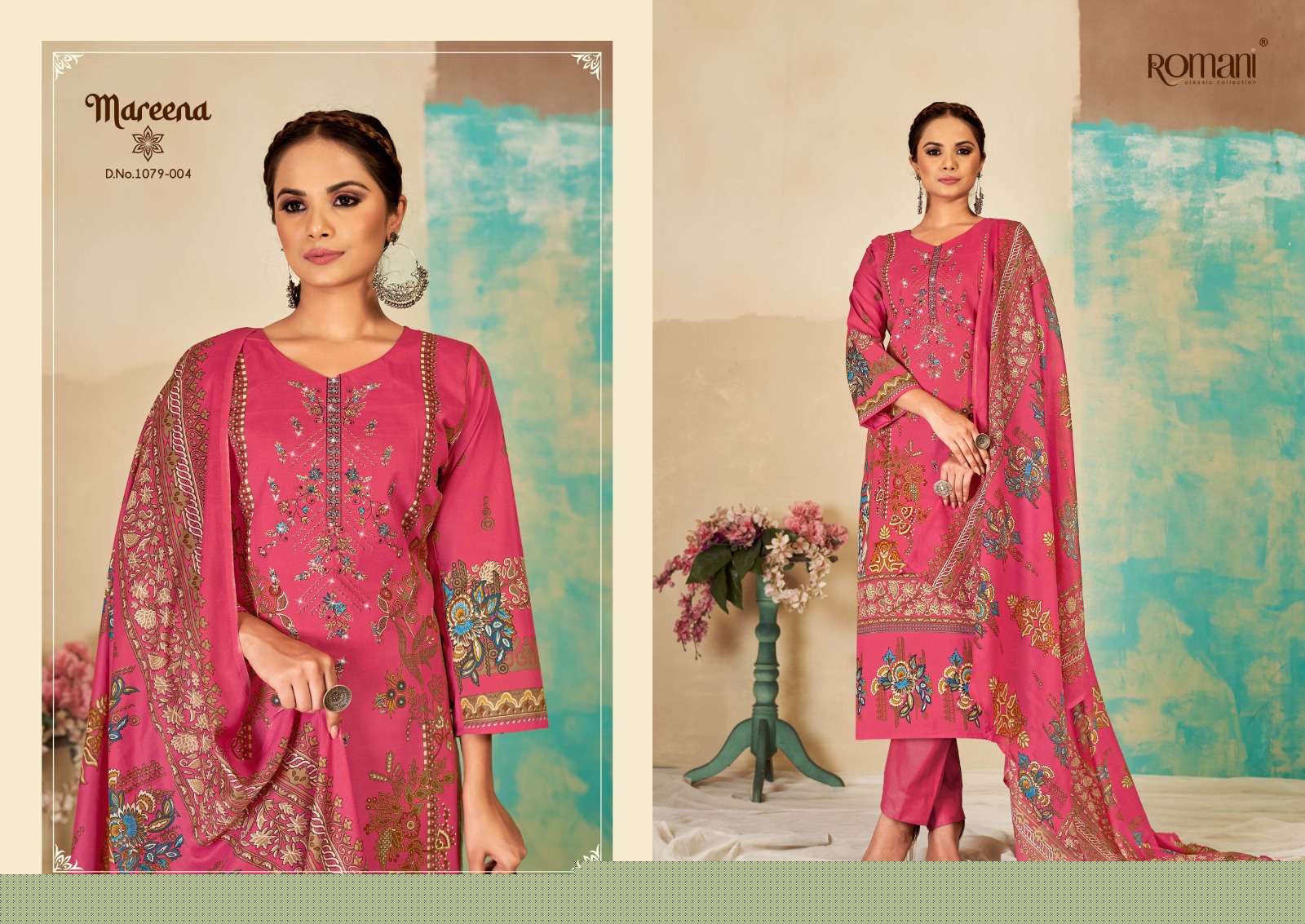 Mareena Vol-15 By Romani 1079-001 To 1079-010 Series Beautiful Stylish Festive Suits Fancy Colorful Casual Wear & Ethnic Wear & Ready To Wear Pure Soft Cotton With Embroidery Dresses At Wholesale Price