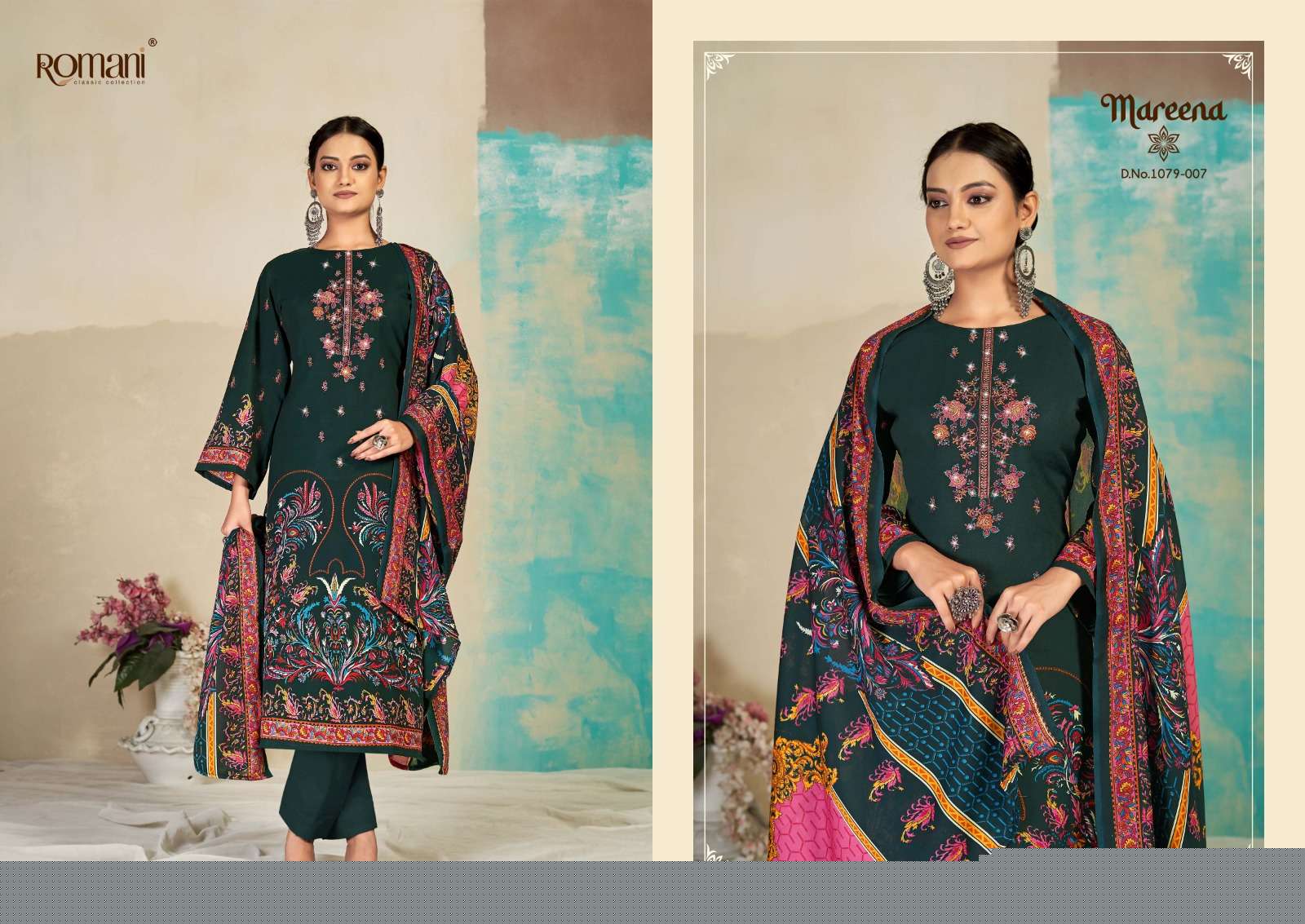 Mareena Vol-15 By Romani 1079-001 To 1079-010 Series Beautiful Stylish Festive Suits Fancy Colorful Casual Wear & Ethnic Wear & Ready To Wear Pure Soft Cotton With Embroidery Dresses At Wholesale Price