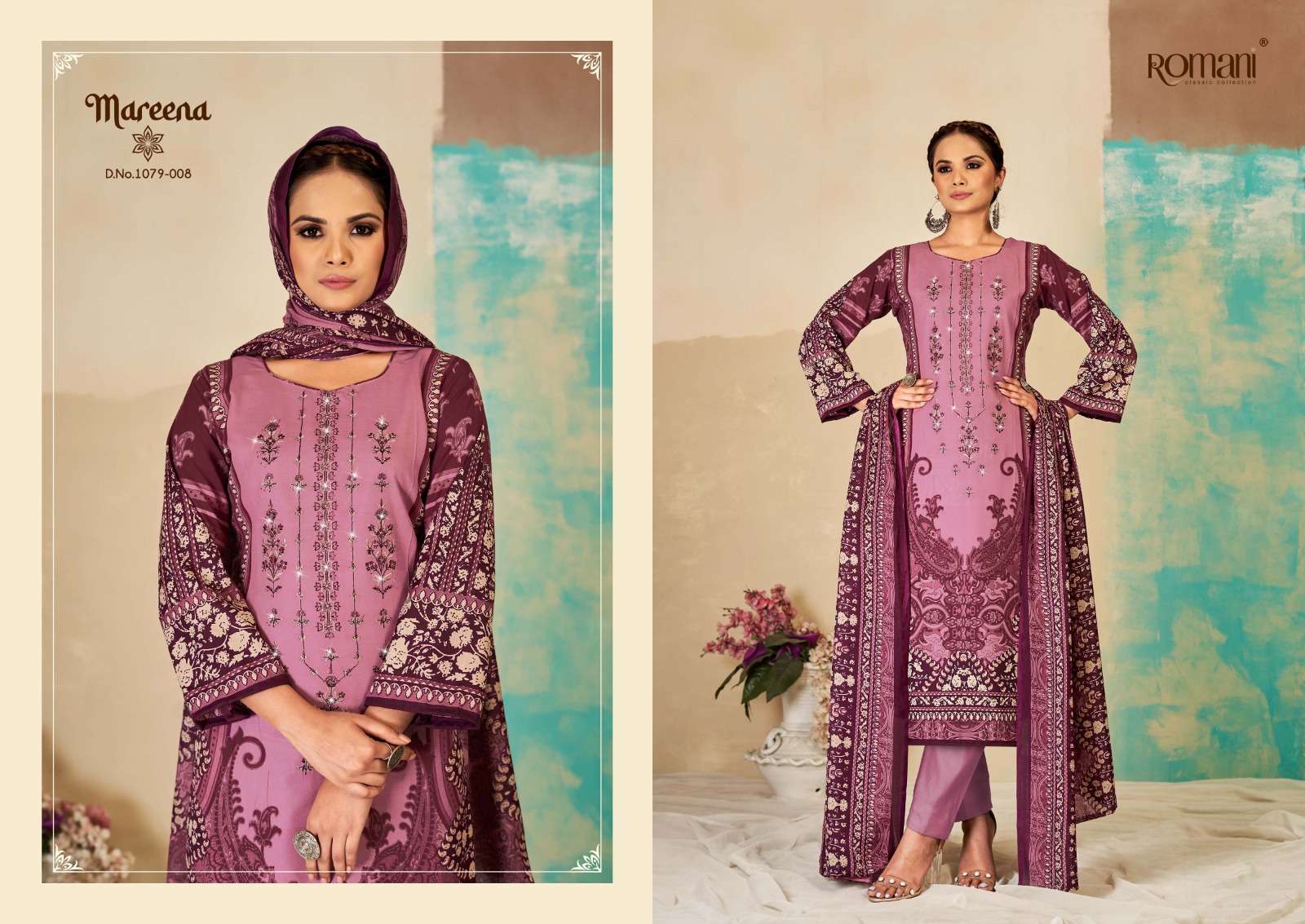 Mareena Vol-15 By Romani 1079-001 To 1079-010 Series Beautiful Stylish Festive Suits Fancy Colorful Casual Wear & Ethnic Wear & Ready To Wear Pure Soft Cotton With Embroidery Dresses At Wholesale Price