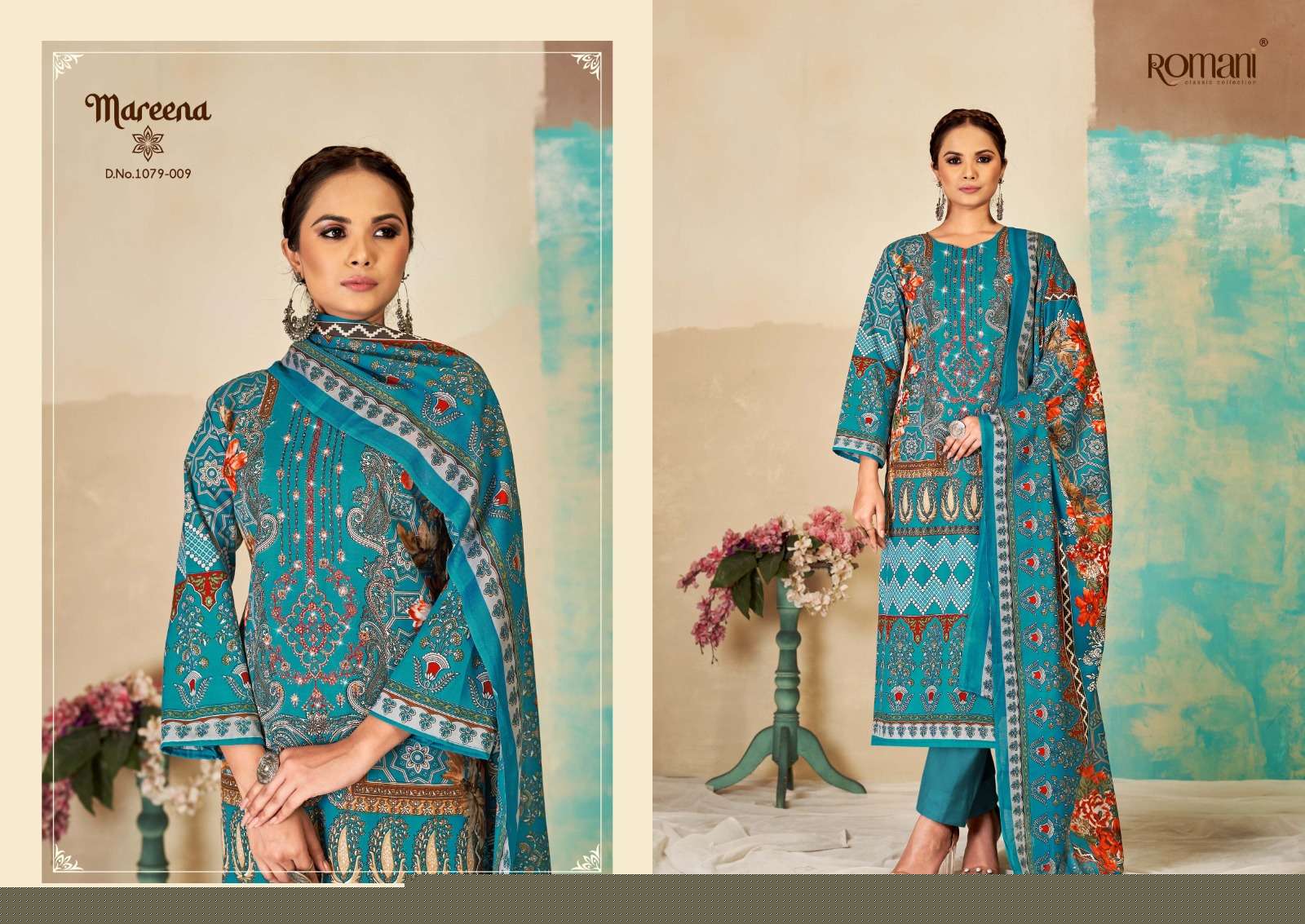Mareena Vol-15 By Romani 1079-001 To 1079-010 Series Beautiful Stylish Festive Suits Fancy Colorful Casual Wear & Ethnic Wear & Ready To Wear Pure Soft Cotton With Embroidery Dresses At Wholesale Price