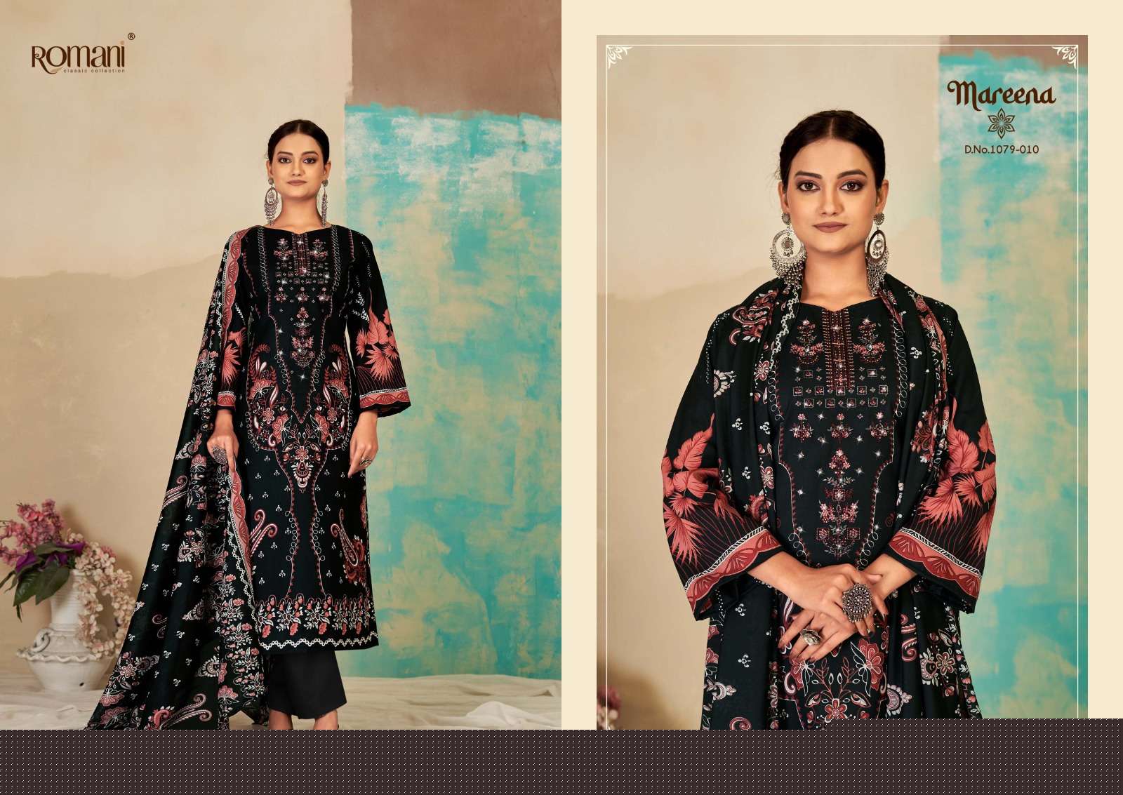Mareena Vol-15 By Romani 1079-001 To 1079-010 Series Beautiful Stylish Festive Suits Fancy Colorful Casual Wear & Ethnic Wear & Ready To Wear Pure Soft Cotton With Embroidery Dresses At Wholesale Price