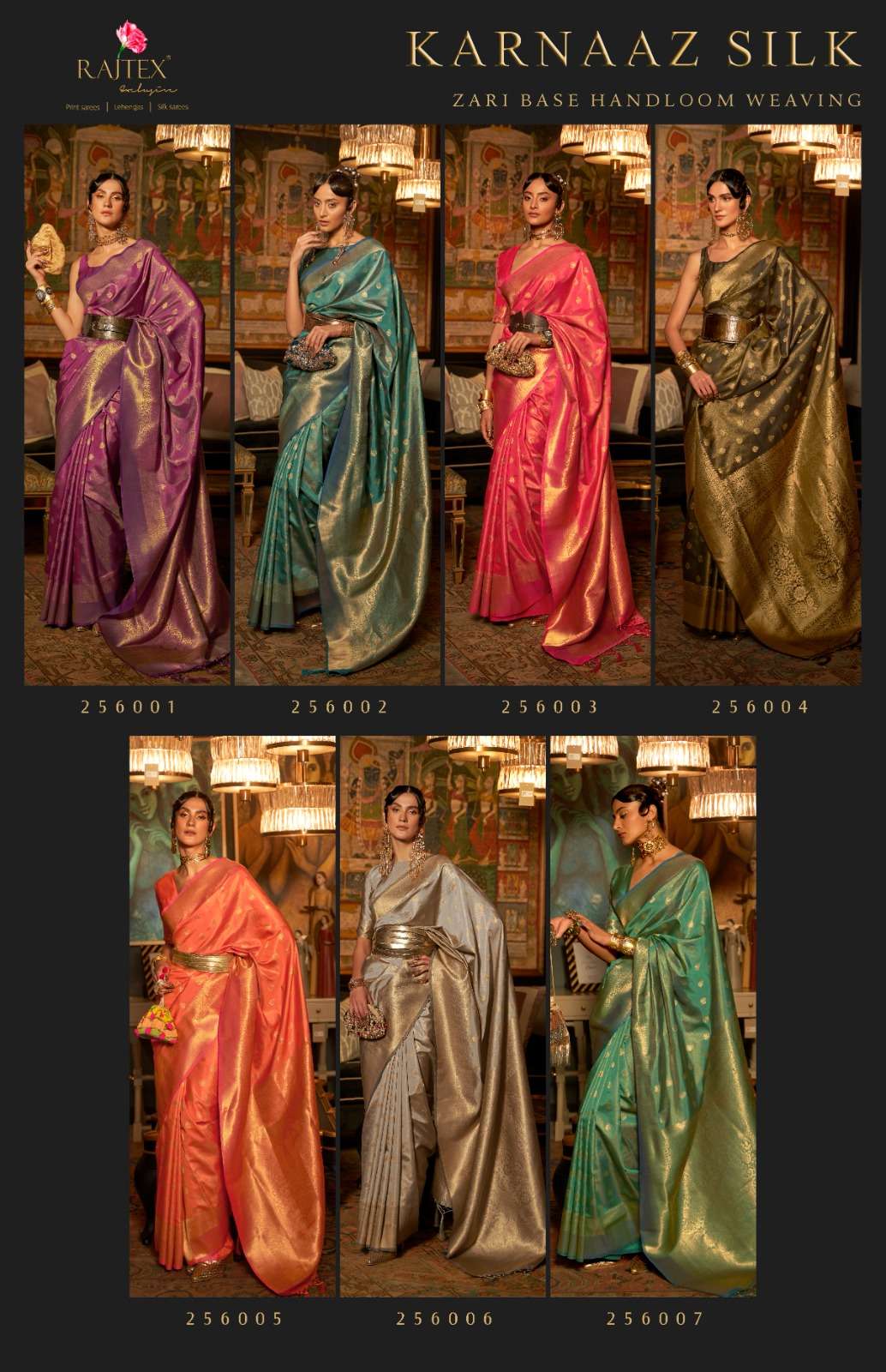 Karnaaz Silk By Raj Tex 256001 To 256007 Series Indian Traditional Wear Collection Beautiful Stylish Fancy Colorful Party Wear & Occasional Wear Silk Sarees At Wholesale Price