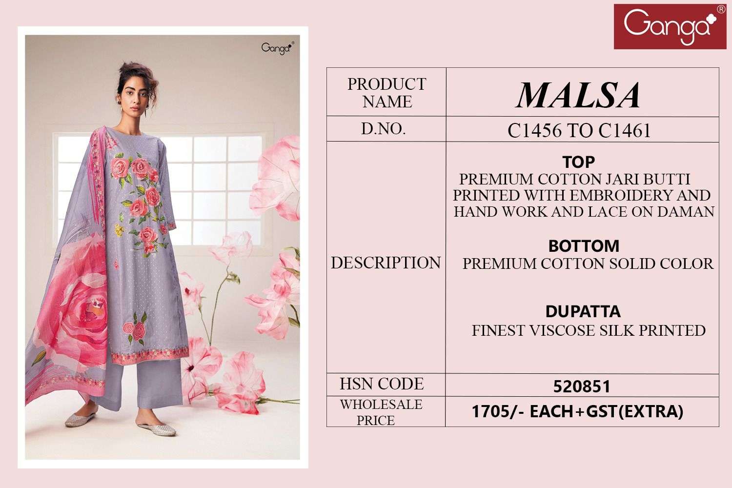 Malsa By Ganga Fashion 1456 To 1461 Series Beautiful Stylish Festive Suits Fancy Colorful Casual Wear & Ethnic Wear & Ready To Wear Premium Cotton Print Dresses At Wholesale Price