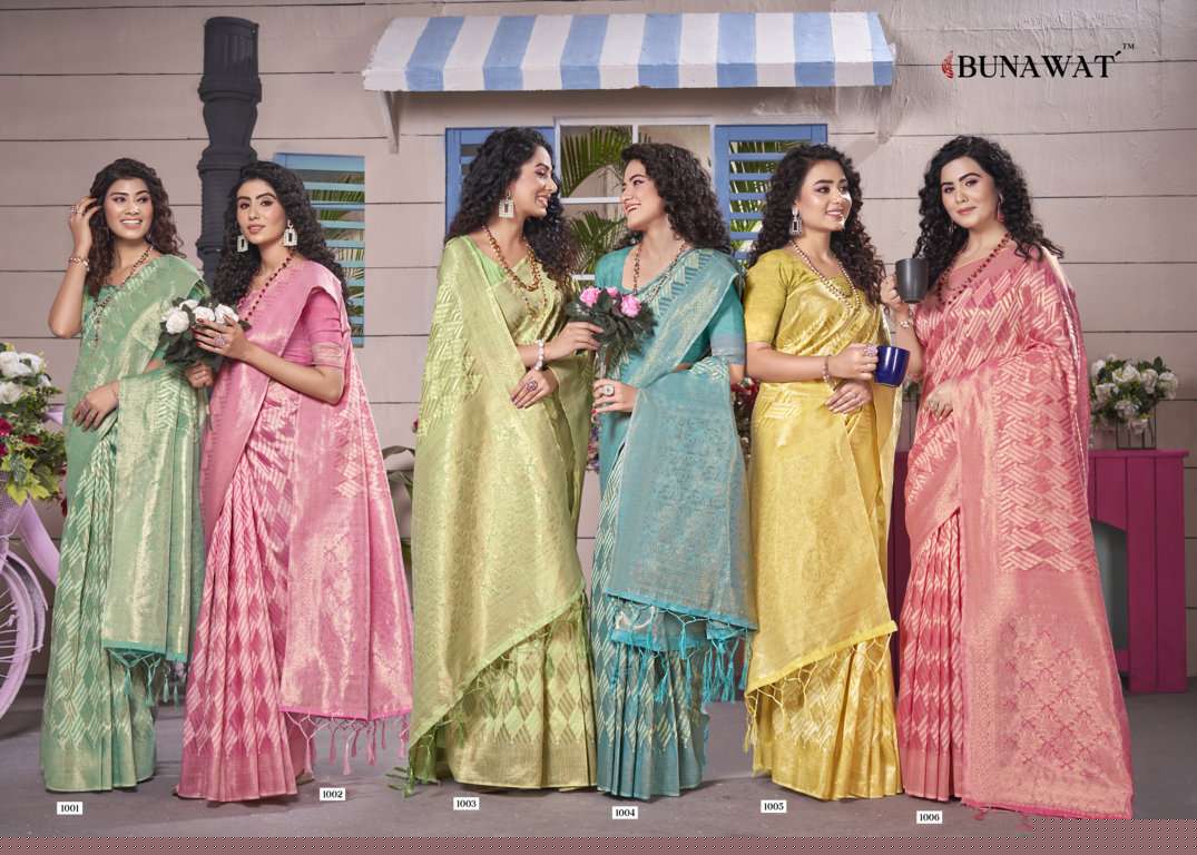 Vandana By Bunawat 1001 To 1006 Series Indian Traditional Wear Collection Beautiful Stylish Fancy Colorful Party Wear & Occasional Wear Cotton Sarees At Wholesale Price
