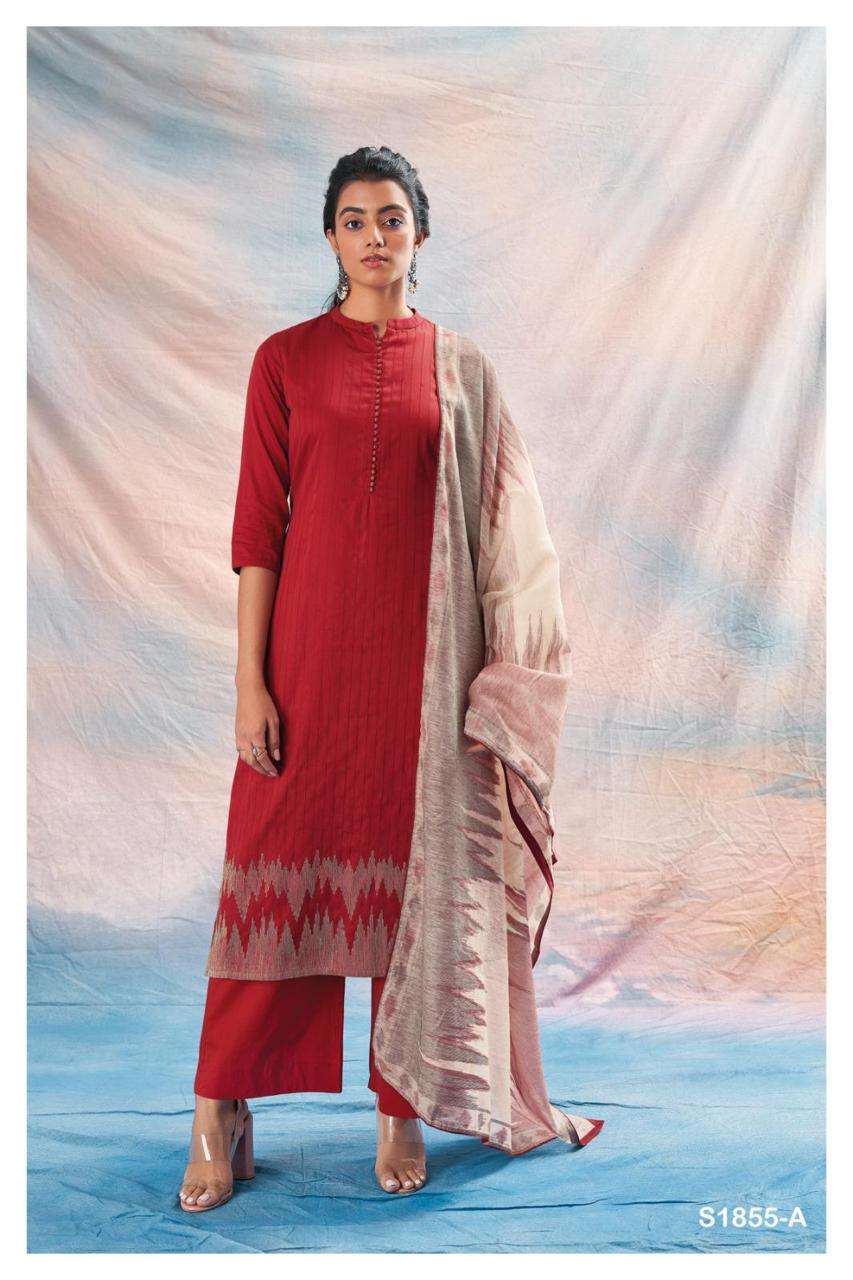 Tobi-1855 By Ganga Fashion 1855-A To 1855-B Series Beautiful Stylish Festive Suits Fancy Colorful Casual Wear & Ethnic Wear & Ready To Wear Cotton Silk Print Dresses At Wholesale Price