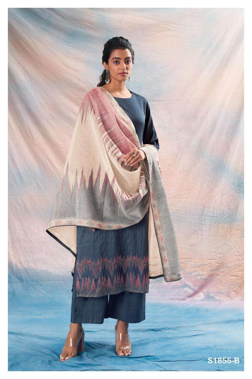 Tobi-1855 By Ganga Fashion 1855-A To 1855-B Series Beautiful Stylish Festive Suits Fancy Colorful Casual Wear & Ethnic Wear & Ready To Wear Cotton Silk Print Dresses At Wholesale Price