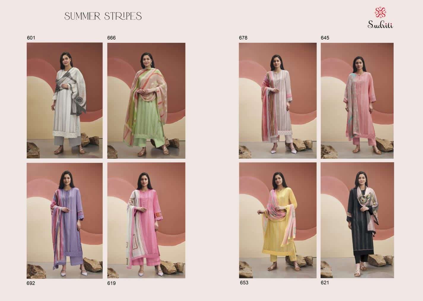 Summer Stripes By Sudriti Beautiful Stylish Festive Suits Fancy Colorful Casual Wear & Ethnic Wear & Ready To Wear Cambric Print Embroidered Dresses At Wholesale Price
