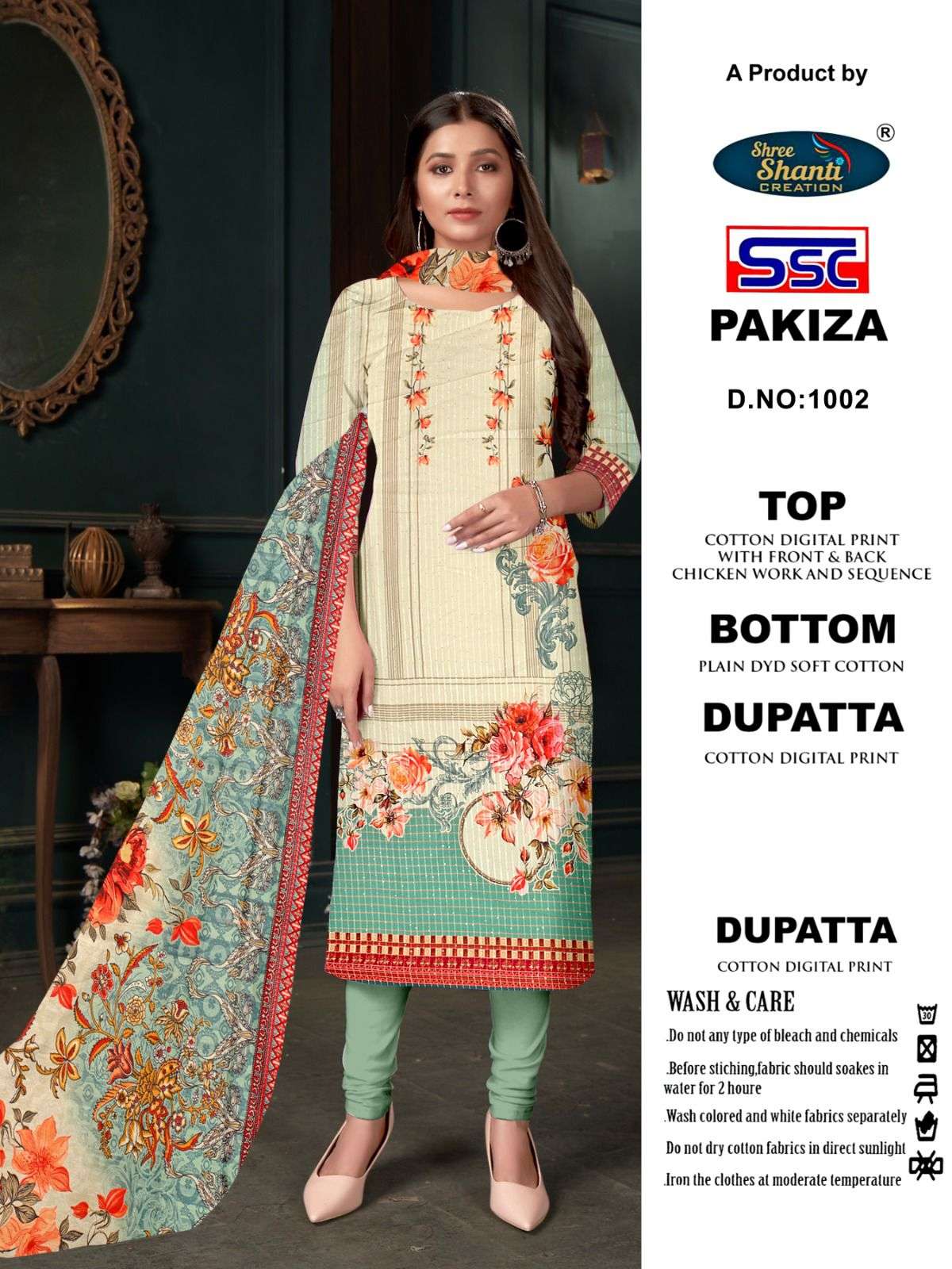 Pakiza By Shree Shanti Creation 1001 To 1008 Series Designer Pakistani Suits Beautiful Fancy Stylish Colorful Party Wear & Occasional Wear Pure Cotton Print With Embroidery Dresses At Wholesale Price