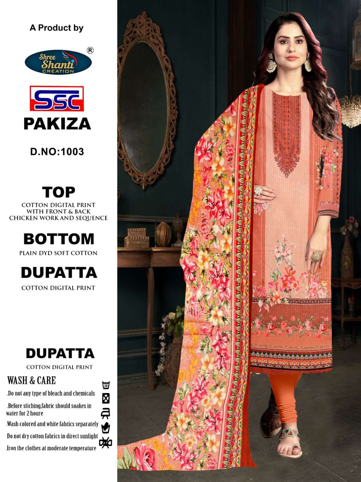 Pakiza By Shree Shanti Creation 1001 To 1008 Series Designer Pakistani Suits Beautiful Fancy Stylish Colorful Party Wear & Occasional Wear Pure Cotton Print With Embroidery Dresses At Wholesale Price