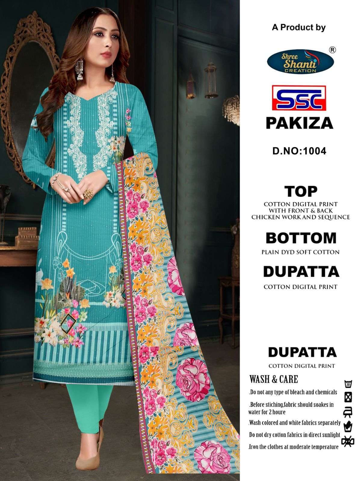 Pakiza By Shree Shanti Creation 1001 To 1008 Series Designer Pakistani Suits Beautiful Fancy Stylish Colorful Party Wear & Occasional Wear Pure Cotton Print With Embroidery Dresses At Wholesale Price