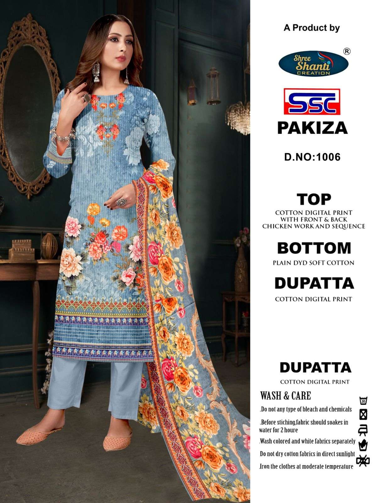 Pakiza By Shree Shanti Creation 1001 To 1008 Series Designer Pakistani Suits Beautiful Fancy Stylish Colorful Party Wear & Occasional Wear Pure Cotton Print With Embroidery Dresses At Wholesale Price