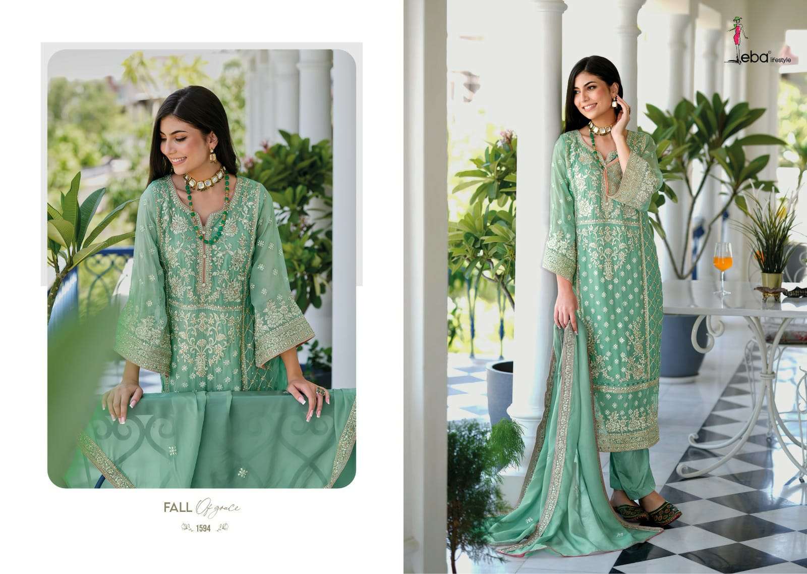 Aanaya By Eba Lifestyle 1592 To 1595 Series Designer Festive Suits Beautiful Fancy Stylish Colorful Party Wear & Occasional Wear Soft Organza Dresses At Wholesale Price