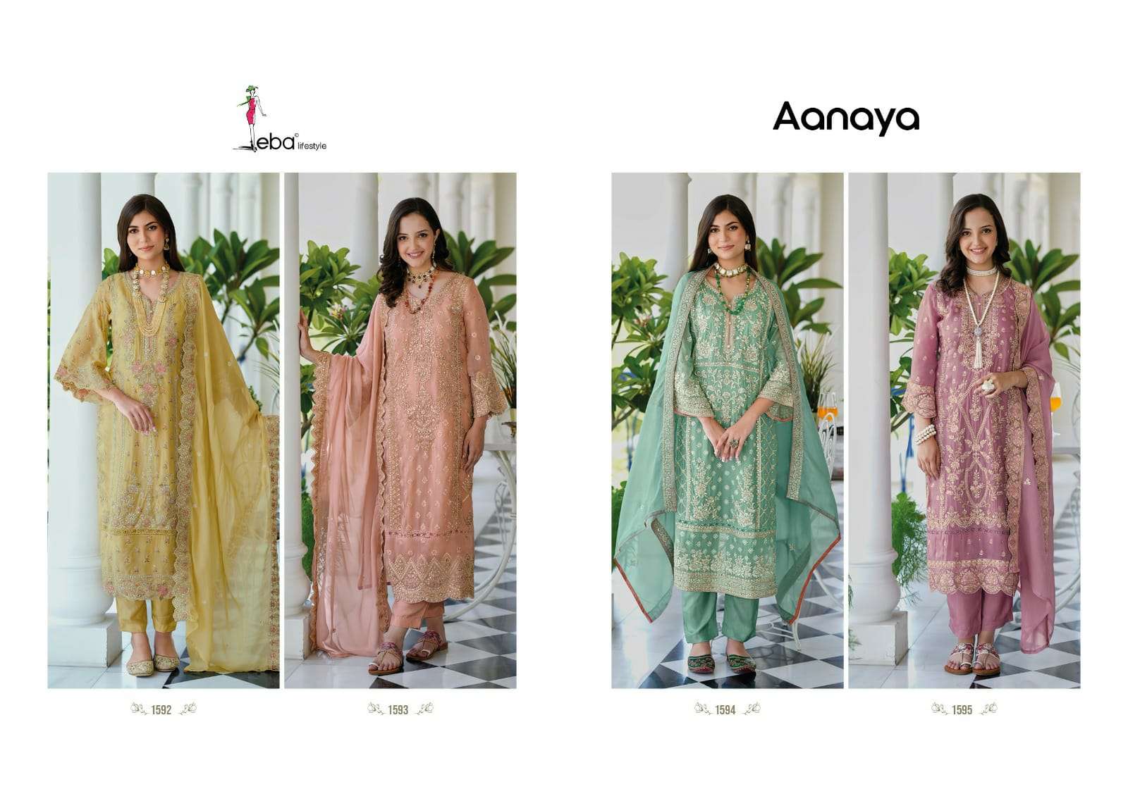 Aanaya By Eba Lifestyle 1592 To 1595 Series Designer Festive Suits Beautiful Fancy Stylish Colorful Party Wear & Occasional Wear Soft Organza Dresses At Wholesale Price
