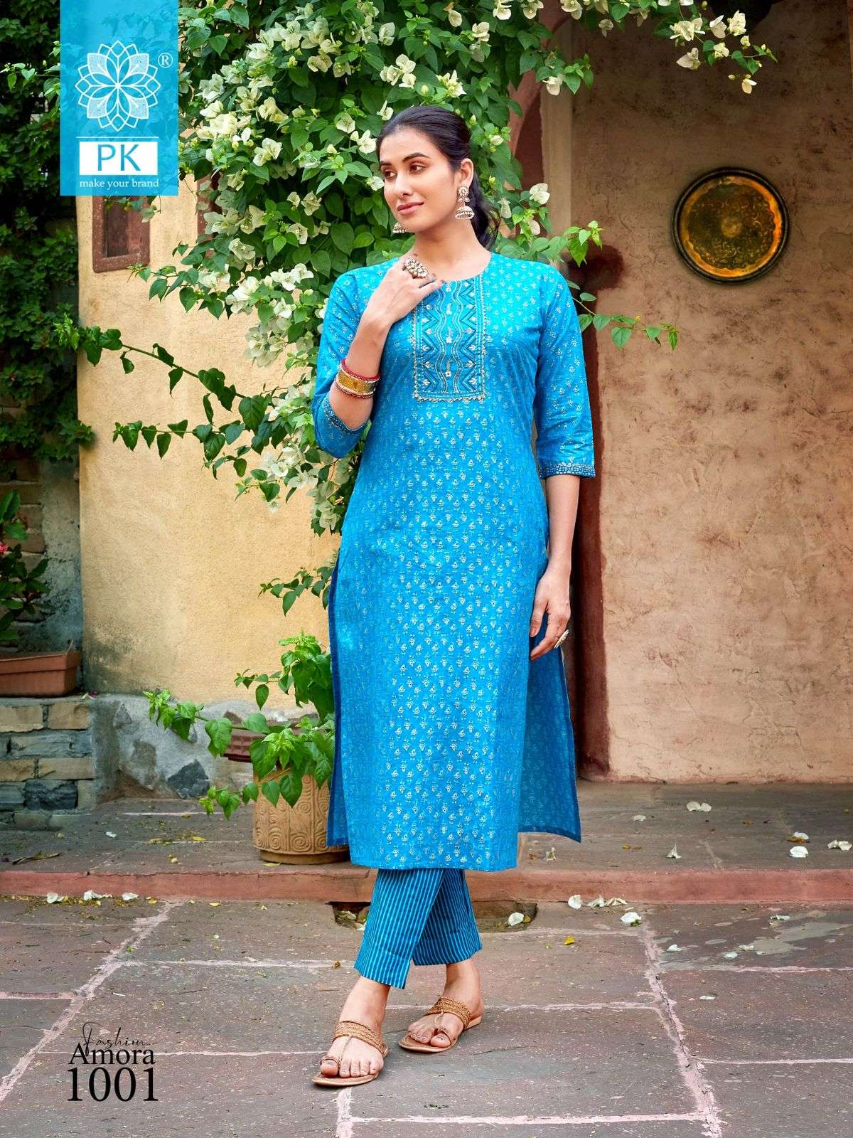 Fashion Amora Vol-1 By PK 1001 To 1012 Series Designer Stylish Fancy Colorful Beautiful Party Wear & Ethnic Wear Collection Cotton Print Kurtis With Bottom At Wholesale Price