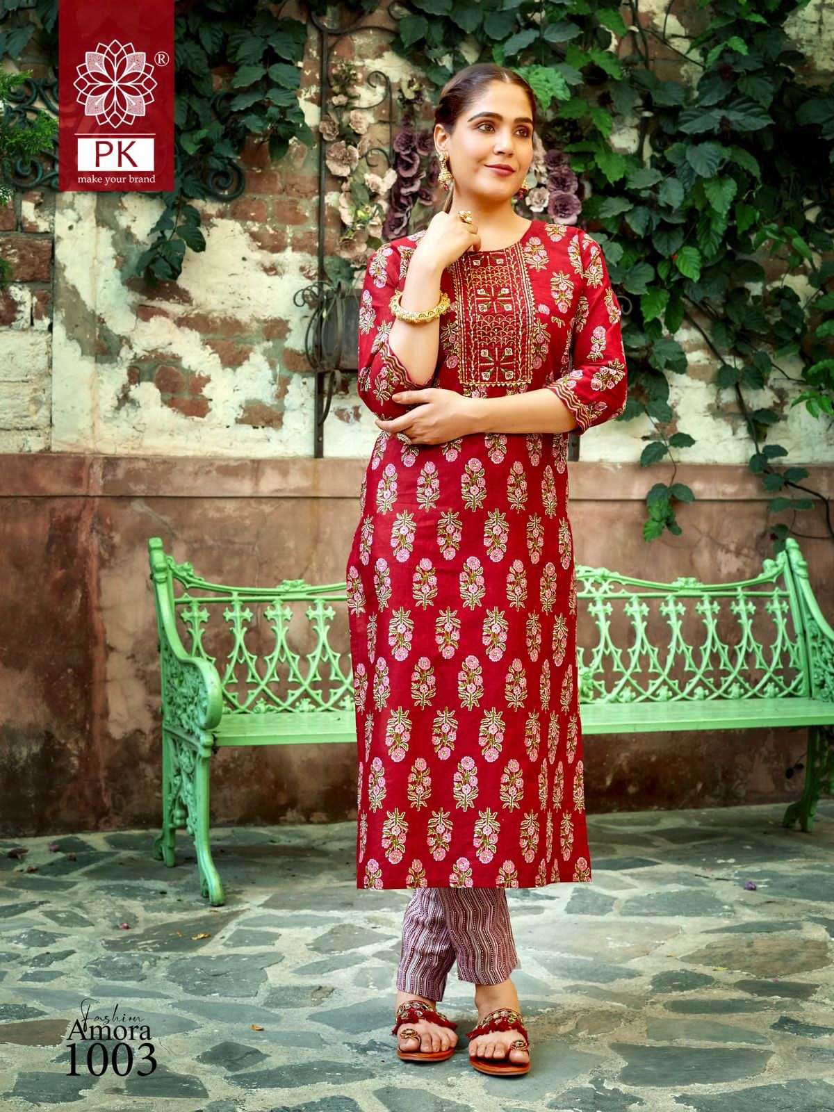 Fashion Amora Vol-1 By PK 1001 To 1012 Series Designer Stylish Fancy Colorful Beautiful Party Wear & Ethnic Wear Collection Cotton Print Kurtis With Bottom At Wholesale Price