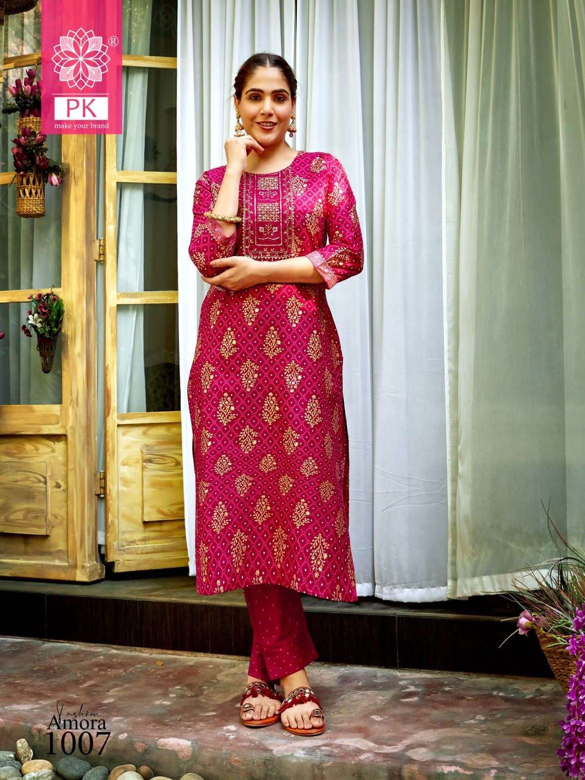 Fashion Amora Vol-1 By PK 1001 To 1012 Series Designer Stylish Fancy Colorful Beautiful Party Wear & Ethnic Wear Collection Cotton Print Kurtis With Bottom At Wholesale Price