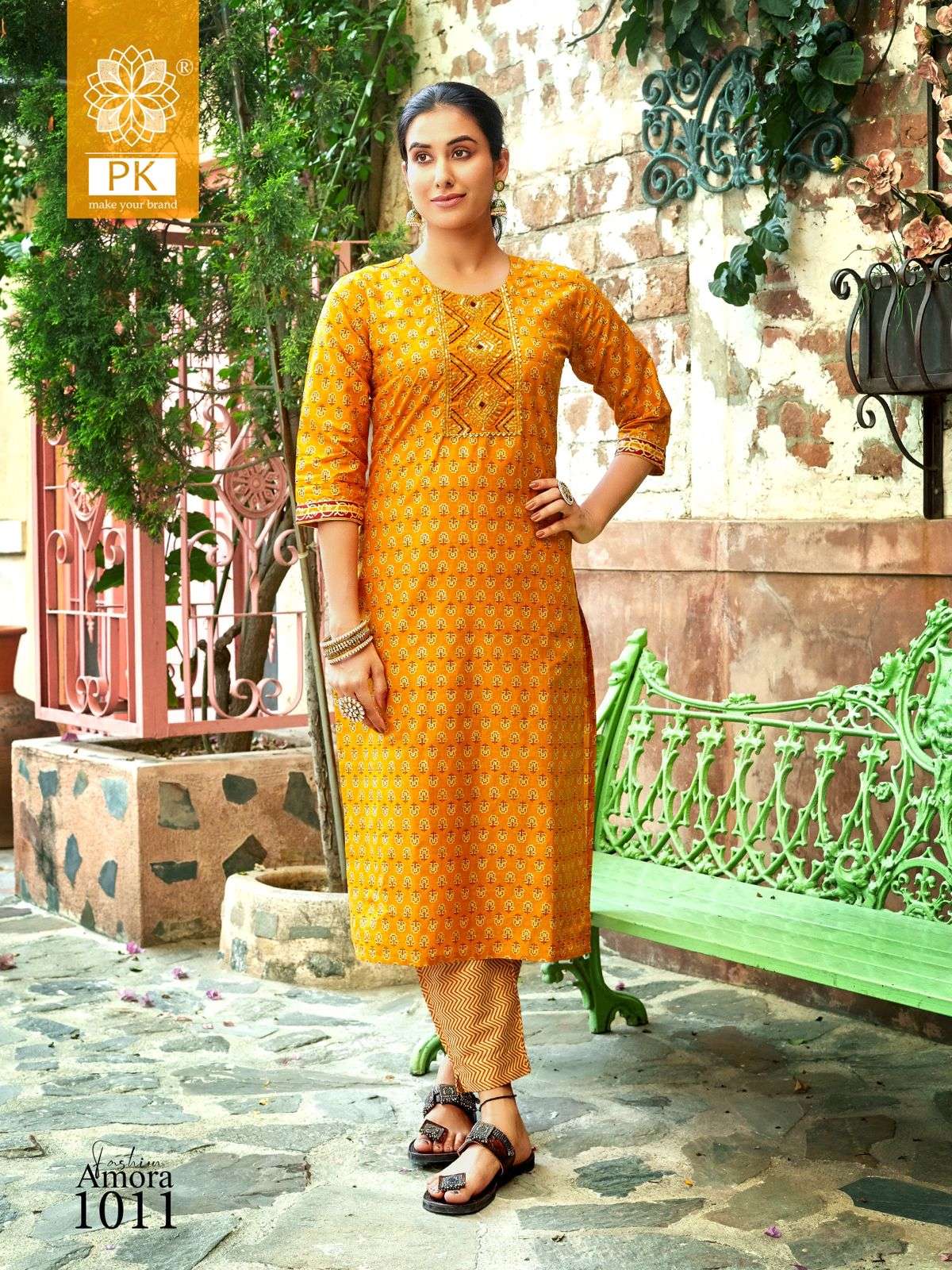 Fashion Amora Vol-1 By PK 1001 To 1012 Series Designer Stylish Fancy Colorful Beautiful Party Wear & Ethnic Wear Collection Cotton Print Kurtis With Bottom At Wholesale Price