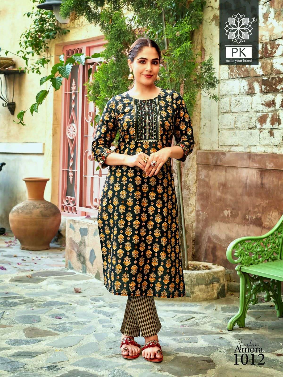 Fashion Amora Vol-1 By PK 1001 To 1012 Series Designer Stylish Fancy Colorful Beautiful Party Wear & Ethnic Wear Collection Cotton Print Kurtis With Bottom At Wholesale Price