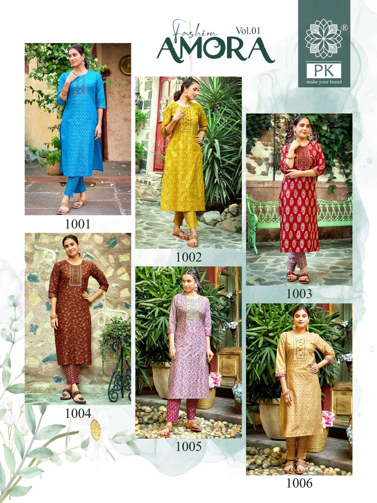 Fashion Amora Vol-1 By PK 1001 To 1012 Series Designer Stylish Fancy Colorful Beautiful Party Wear & Ethnic Wear Collection Cotton Print Kurtis With Bottom At Wholesale Price