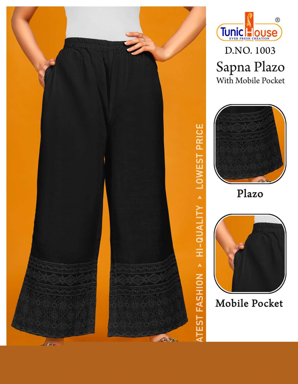 Sapna Plazo 1003 Series By Tunic House 1003 To 1007 Series Stylish Fancy Beautiful Colorful Casual Wear & Ethnic Wear Cotton Palazzo At Wholesale Price