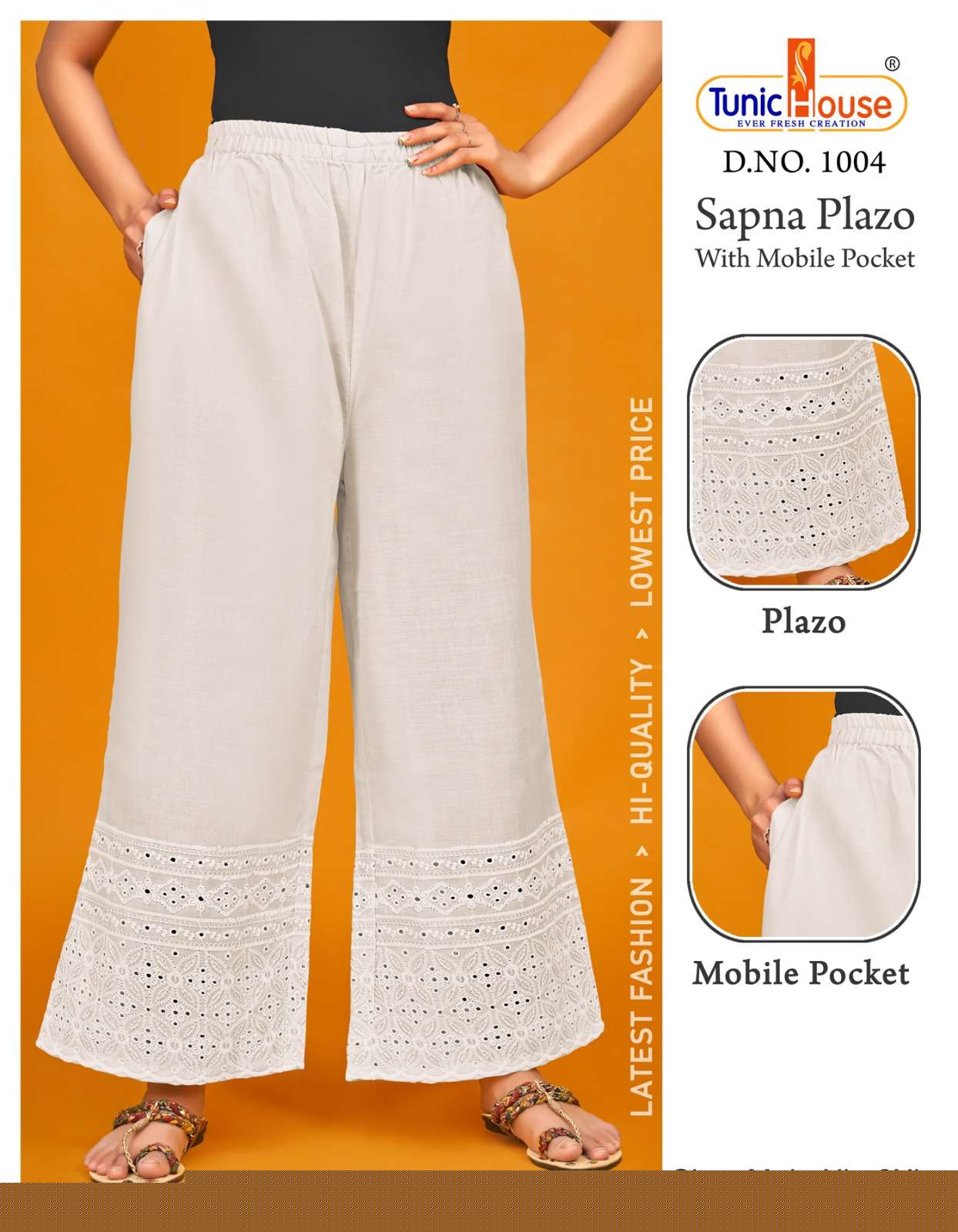 Sapna Plazo 1003 Series By Tunic House 1003 To 1007 Series Stylish Fancy Beautiful Colorful Casual Wear & Ethnic Wear Cotton Palazzo At Wholesale Price
