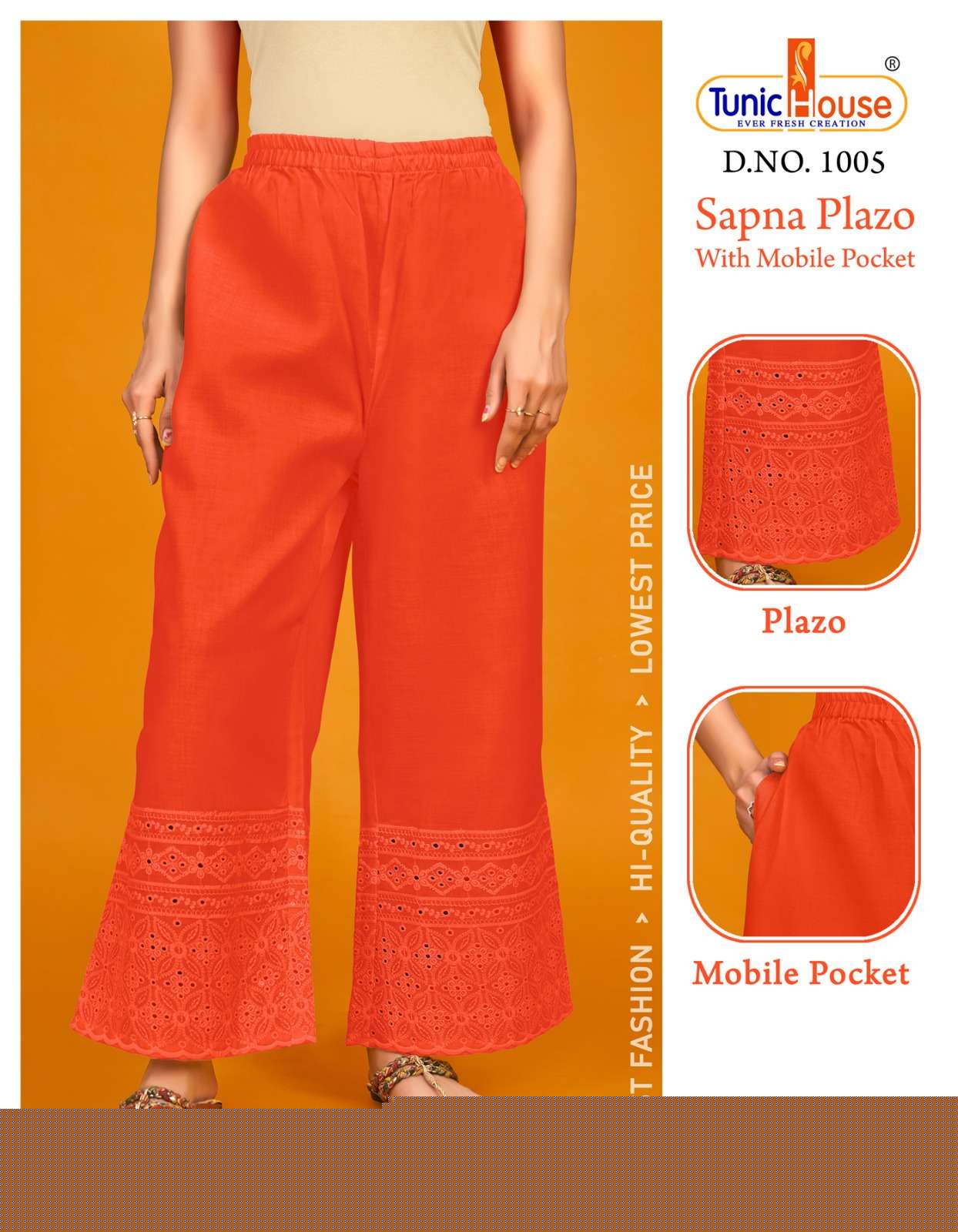 Sapna Plazo 1003 Series By Tunic House 1003 To 1007 Series Stylish Fancy Beautiful Colorful Casual Wear & Ethnic Wear Cotton Palazzo At Wholesale Price